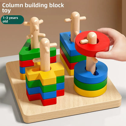 Wooden Sorting and Stacking Toys for Toddlers and Preschoolers