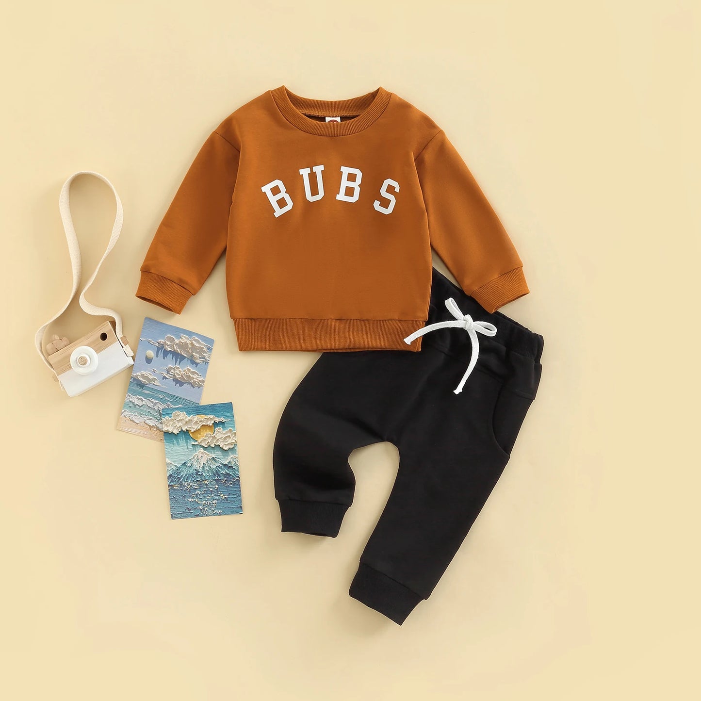 Toddler Letter Print Long Sleeve Top and Pants Set
