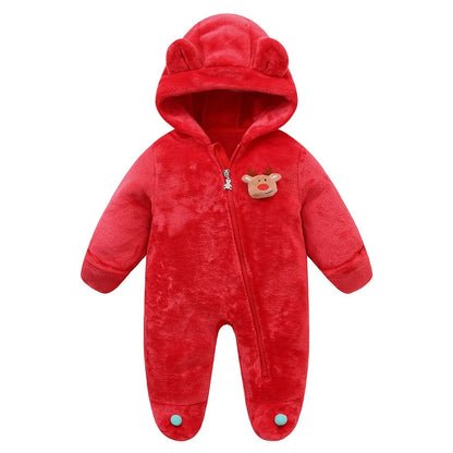Newborn Fleece Christmas Elk Jumpsuit for Infants