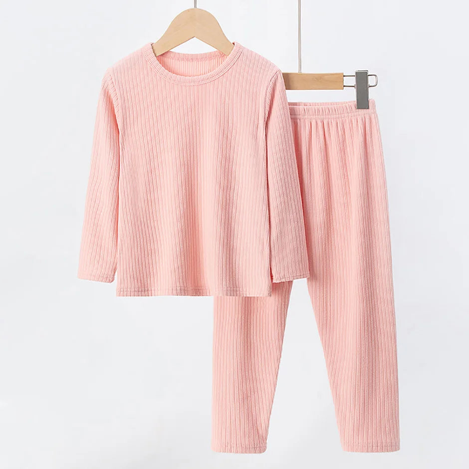 Children's 2-Piece Thermal Underwear Set for Fall/Winter