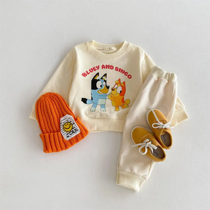 Kids Cartoon Hoodie and Sweatpants Outfit Set, 2pc