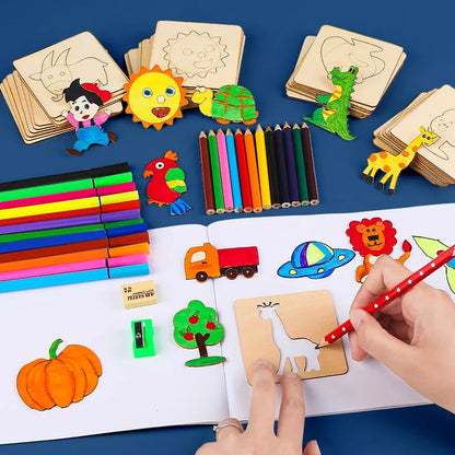 Montessori Wooden Drawing Stencils for Kids' Learning Activities