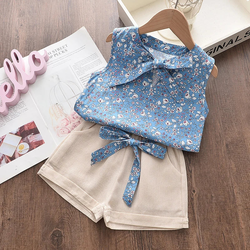 Summer Toddler Girls Sleeveless Vest and Shorts Set