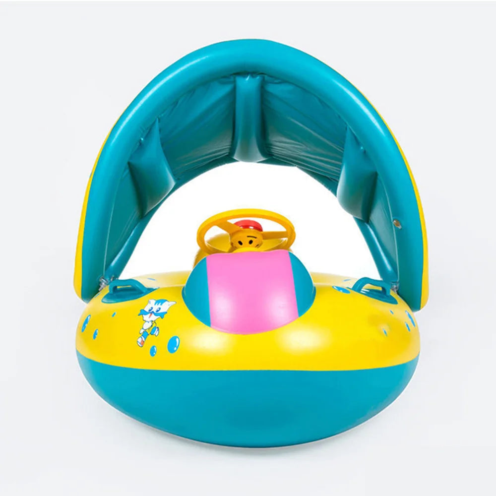 Inflatable Baby Seat with Sunshade for Pool Fun