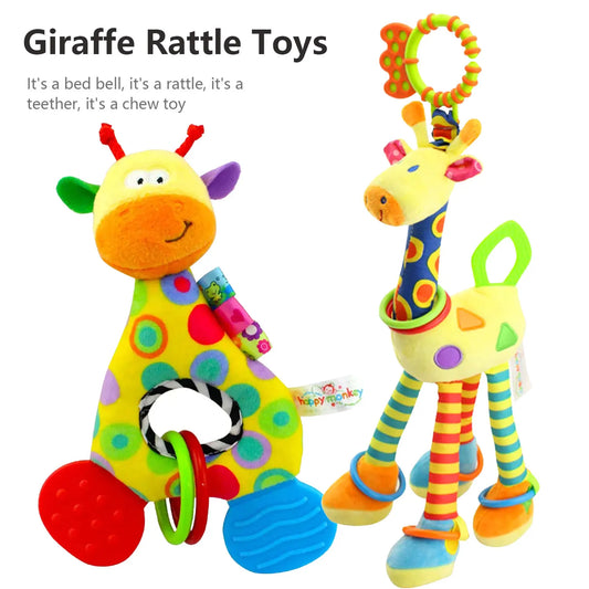 Baby Rattle Teether Toy with Music and Grip Training Giraffe