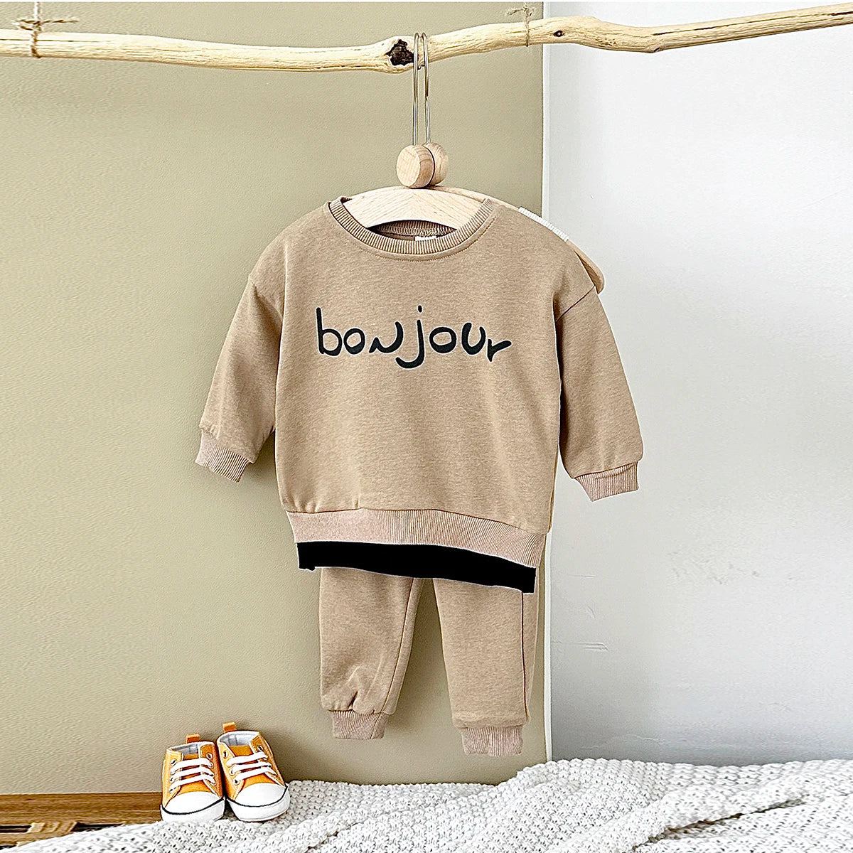 Toddler Boys Letter Hoodie and Pants Outfit Set