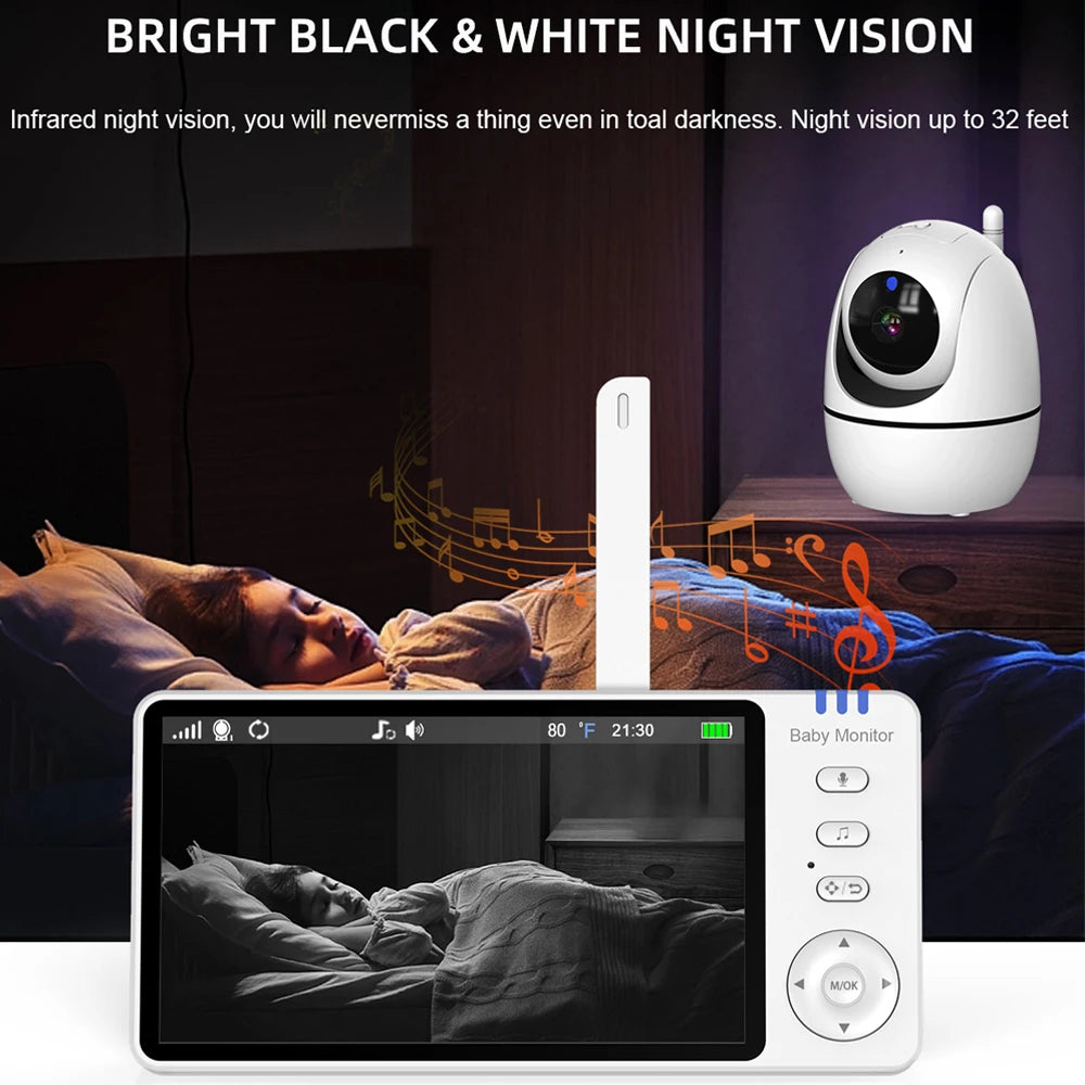 5" Wireless Video Baby Monitor with Night Vision & Two-Way Audio