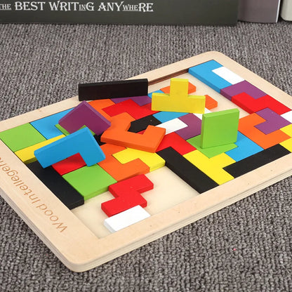 Wooden 3D Shape Puzzle for Kids - Educational Logic Game