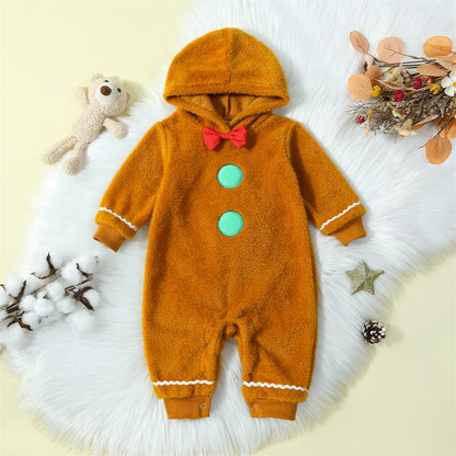 Christmas Fuzzy Hooded Jumpsuit for Infants 0-24M