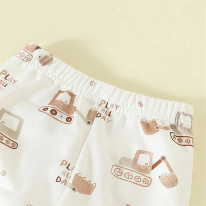 Baby Boys Fall Outfit Set - Car Embroidery Sweatshirt & Pants