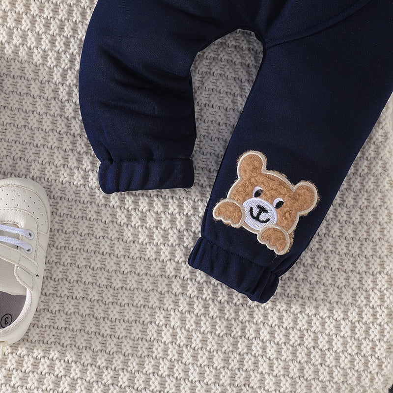 Casual Cartoon Bear Outfit for Infants 3-24 Months