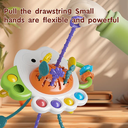 Owl Pull String Sensory Toy for Baby Grasp Training 10+ Months