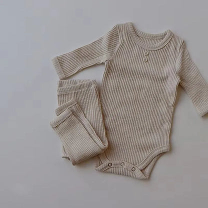 Cotton Long Sleeve Bodysuit and Leggings Set for Newborns