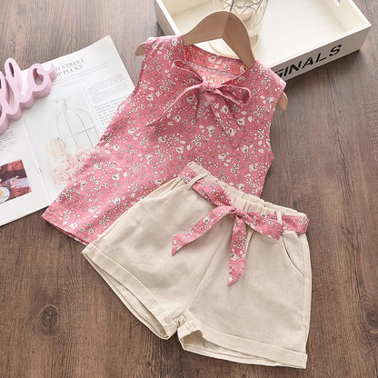 Summer Toddler Girls Sleeveless Vest and Shorts Set