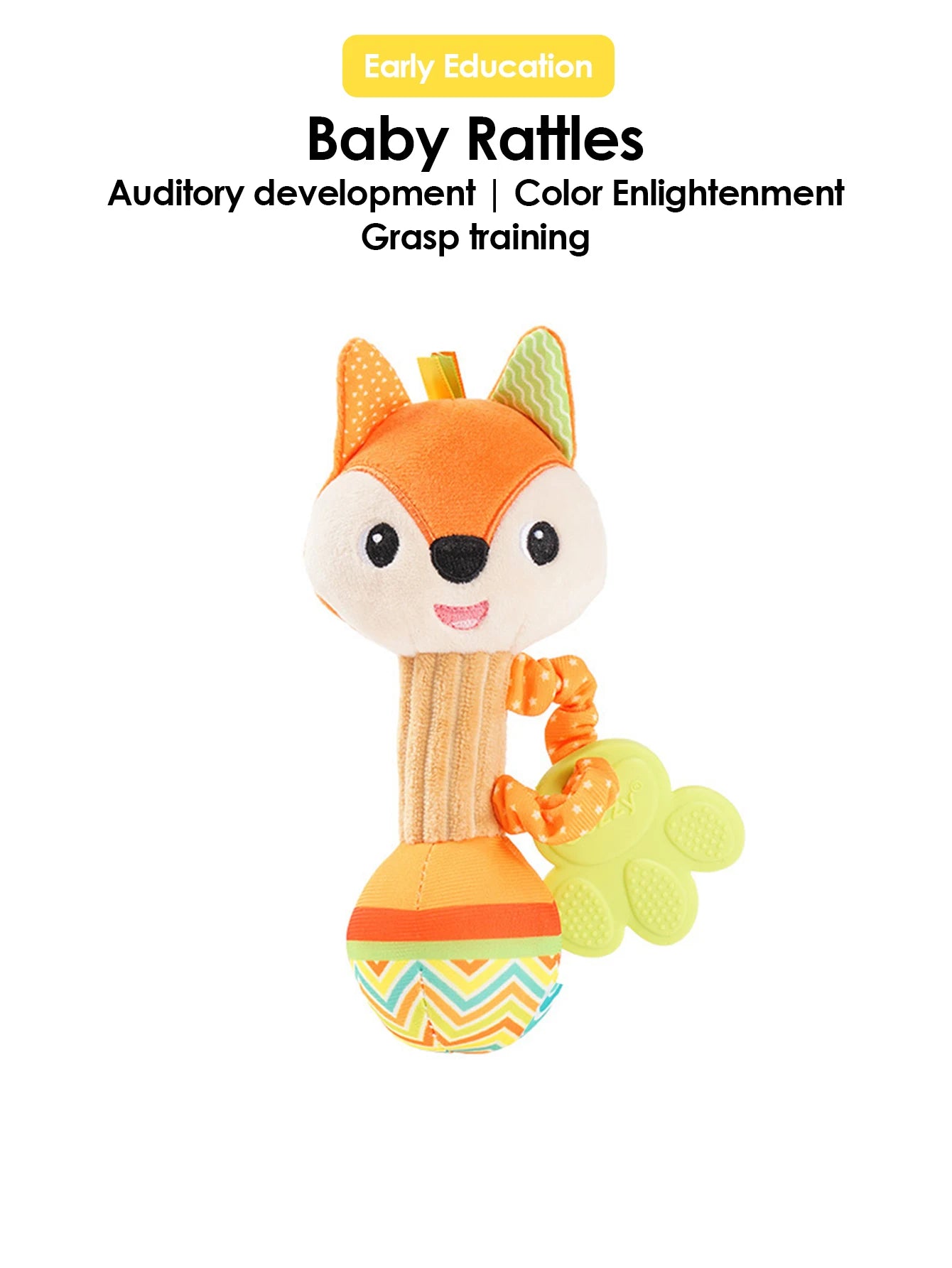 Interactive Plush Rattle Toy for Soothing Baby Gums