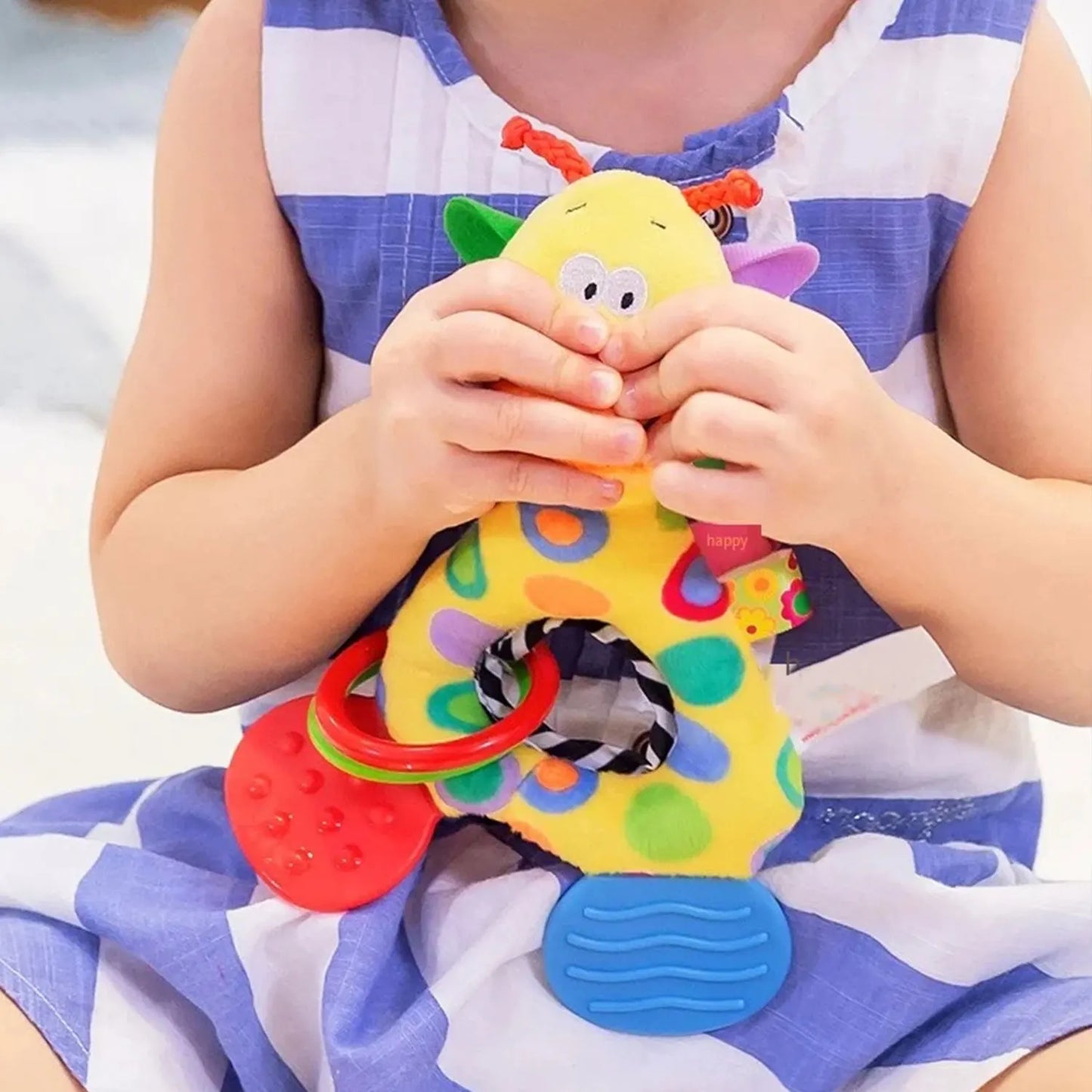 Baby Rattle Teether Toy with Music and Grip Training Giraffe