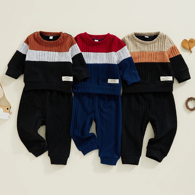 Baby Boy 2-Piece Warm Sweater and Pants Set for Fall