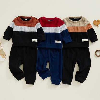 Baby Boy 2-Piece Warm Sweater and Pants Set for Fall