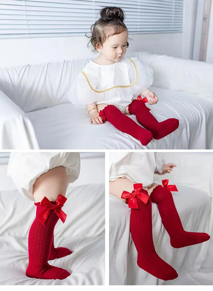 Red Bow Tie Knee High Socks for Infants and Toddlers
