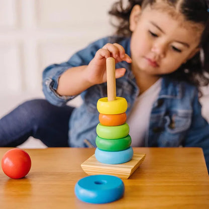 Colorful Wooden Rainbow Stacking Toy for Kids' Learning