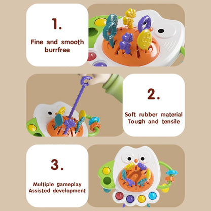 Owl Pull String Sensory Toy for Baby Grasp Training 10+ Months