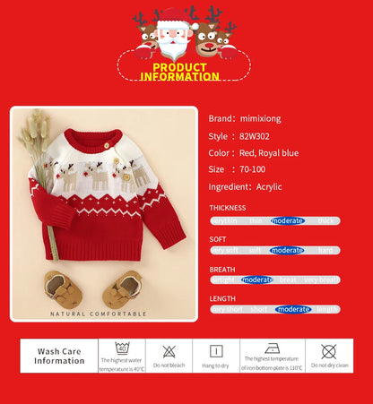 Red Christmas Knit Sweater for Newborns 0-18 Months