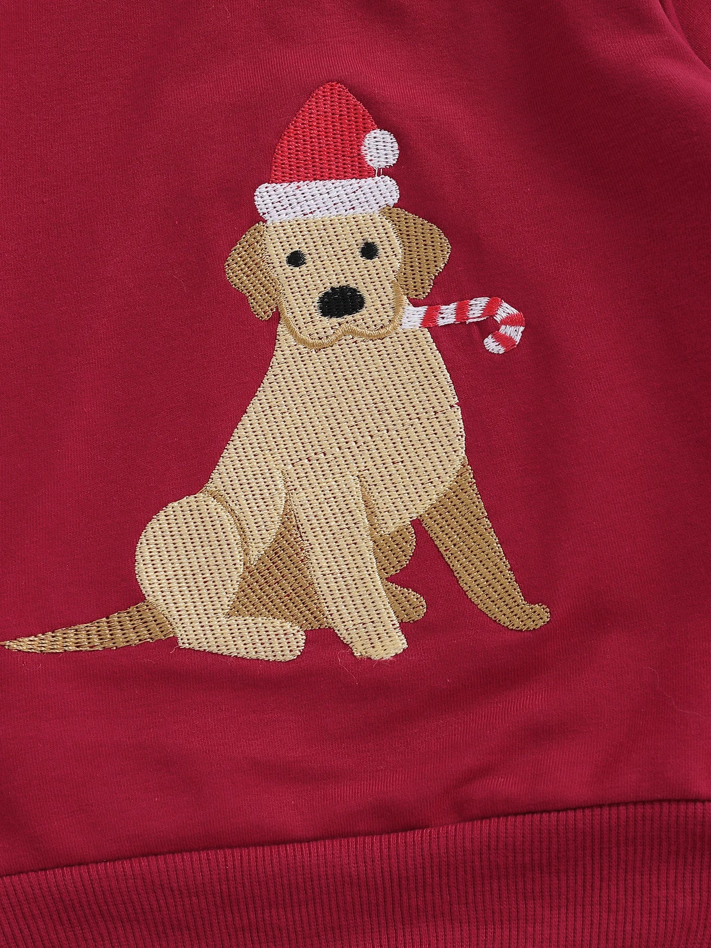 Toddler Boys' Dog Embroidered Sweatshirt & Plaid Pants Set