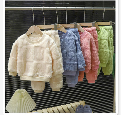 Kids Plush Pajama Set for Cozy Autumn and Winter Nights