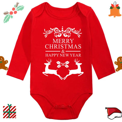 Santa Claus Elk Print Long Sleeve Baby Romper for Newborns