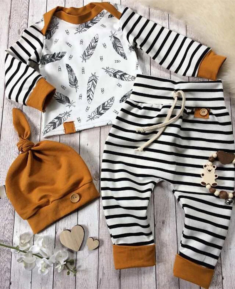 3-Piece Newborn Cotton Outfit Set for Autumn/Winter