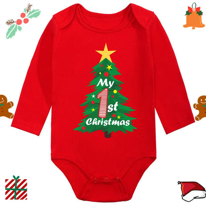 Santa Claus Elk Print Long Sleeve Baby Romper for Newborns