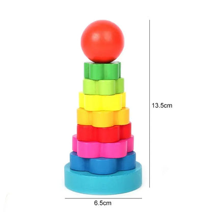 Colorful Wooden Rainbow Stacking Toy for Kids' Learning