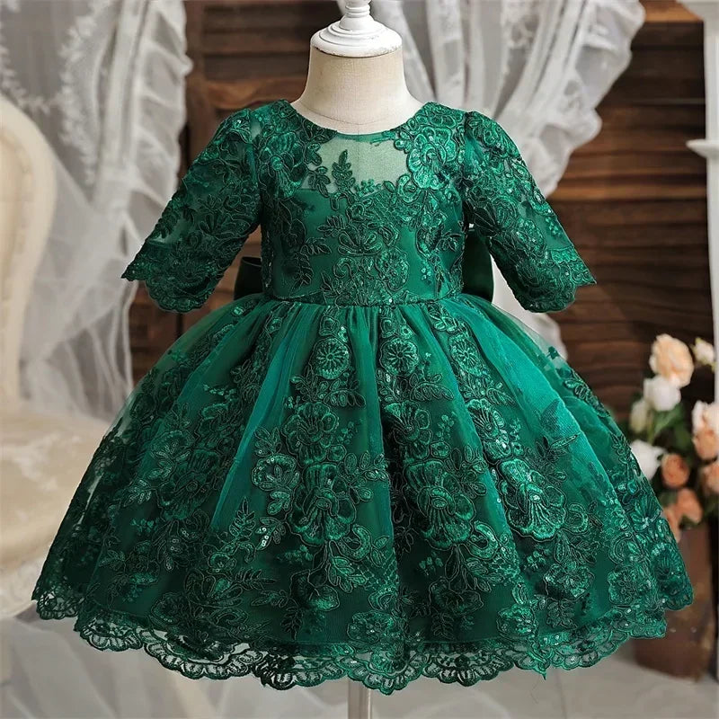 Toddler Girls Floral Embroidery Dress for Special Occasions