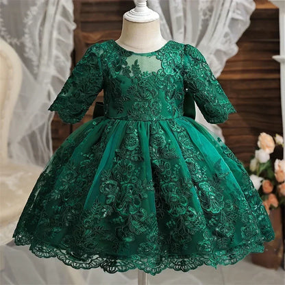 Toddler Girls Floral Embroidery Dress for Special Occasions