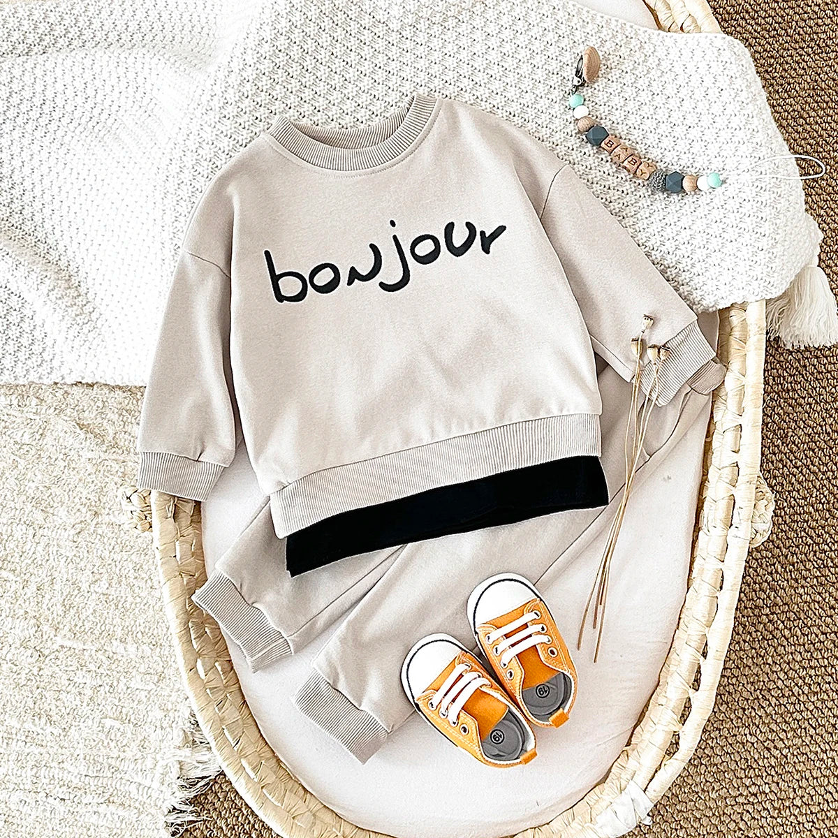 Toddler Boys Letter Hoodie and Pants Outfit Set