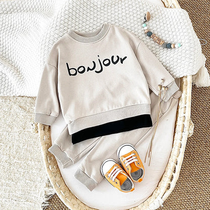 Toddler Boys Letter Hoodie and Pants Outfit Set