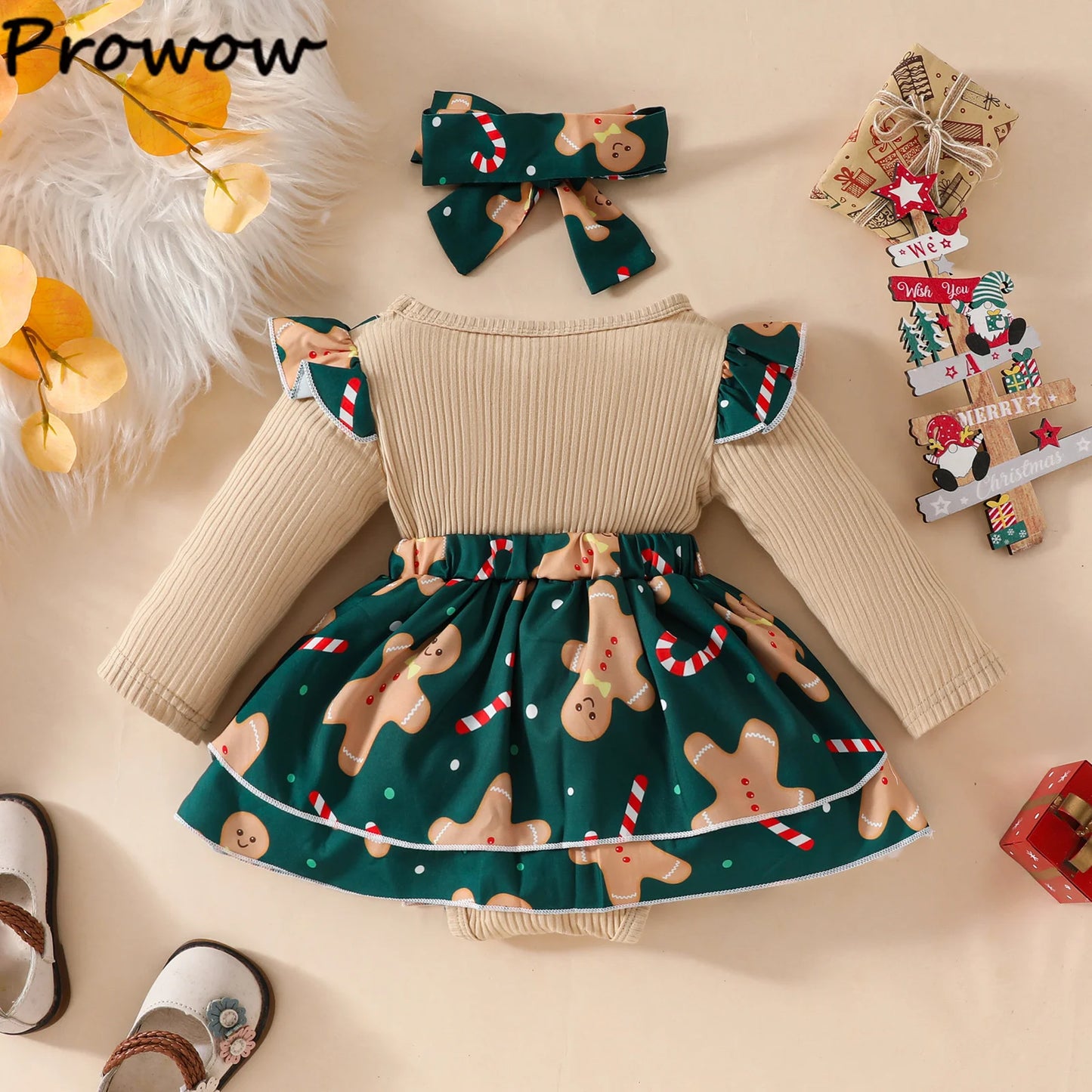 Tree Print Red Corduroy Baby Girl Dress for New Year's Eve