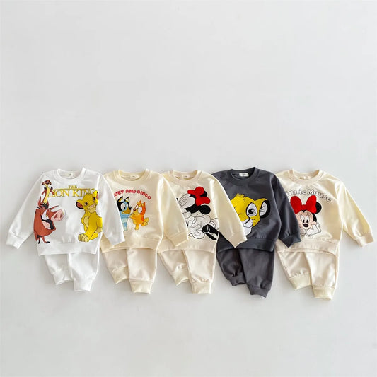 Kids Cartoon Hoodie and Sweatpants Outfit Set, 2pc