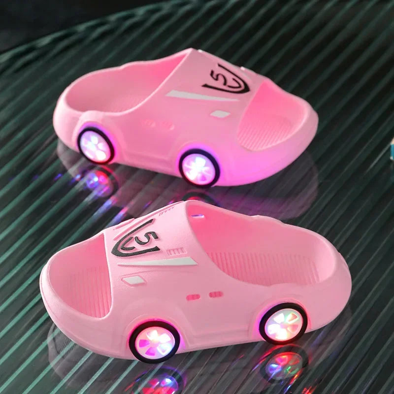 Car-Shaped Luminous Slippers for Kids - Cute Bathroom Shoes