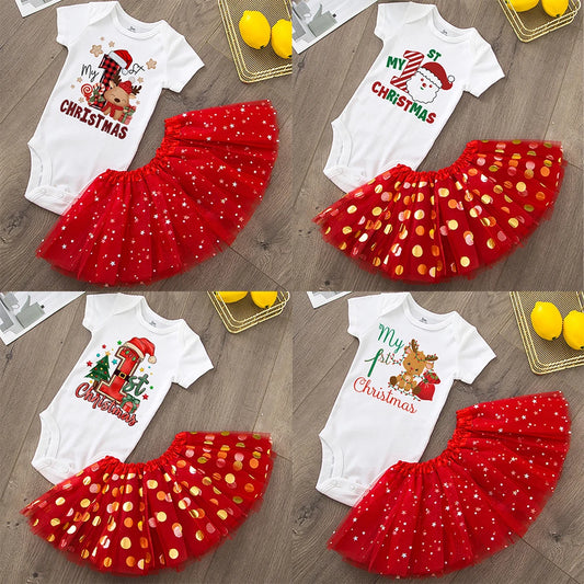 Baby Girls' Christmas Cake Smash Tutu Dress and Bodysuit Set