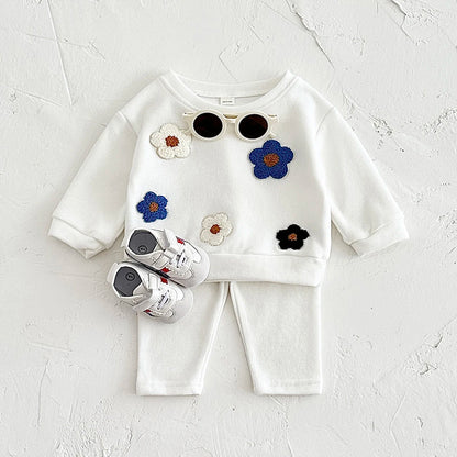 Floral Sweatshirt and Pants Set for Newborn Babies