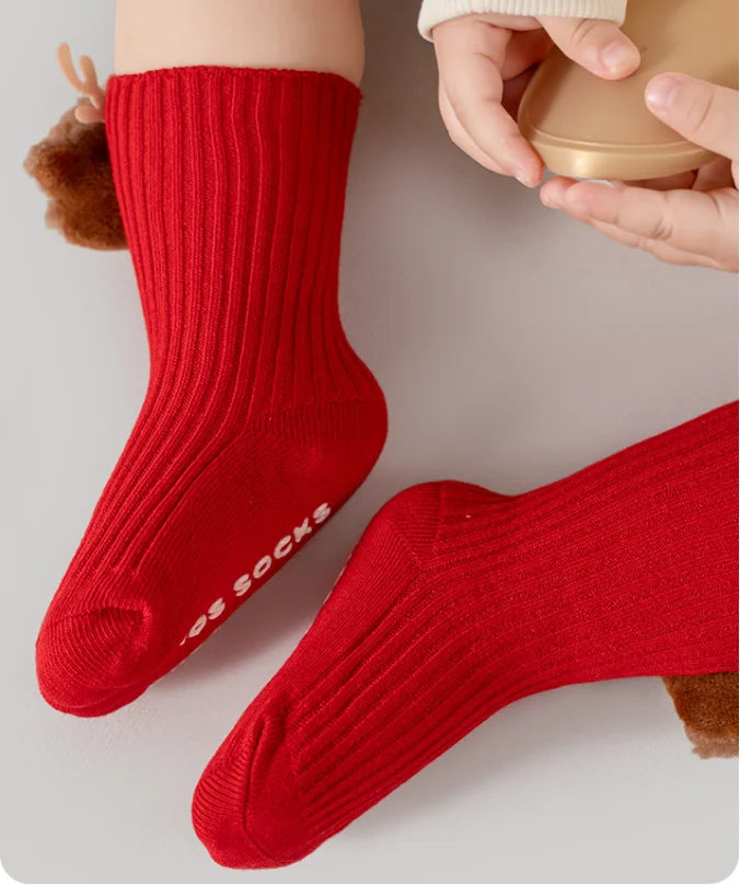 Toddler Christmas Anti-Slip Socks with Santa Design, 0-3 Years