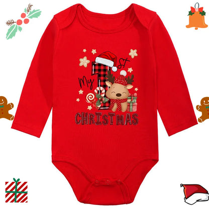 Santa Claus Elk Print Long Sleeve Baby Romper for Newborns