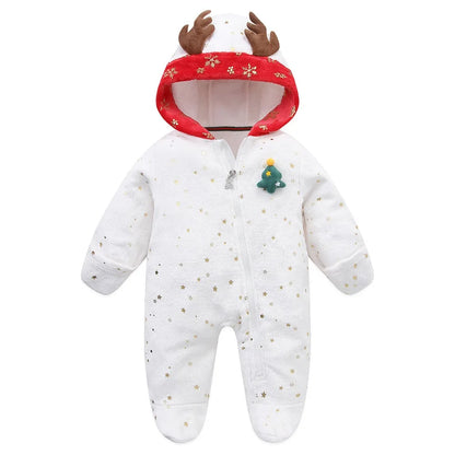 Newborn Fleece Christmas Elk Jumpsuit for Infants