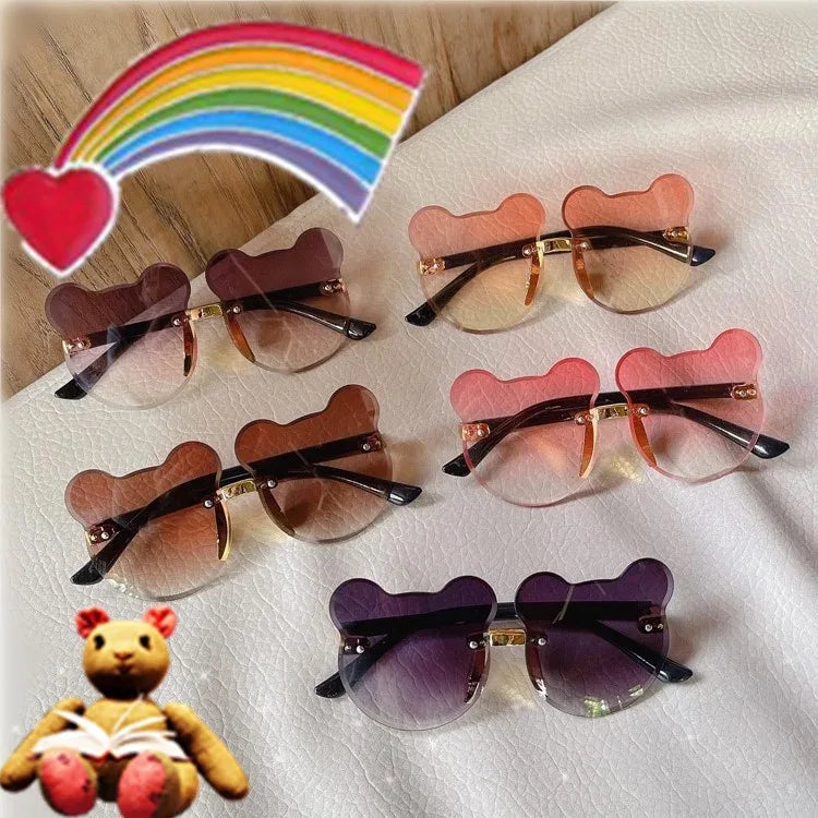 Cute Bear Ears Rimless Sunglasses for Kids