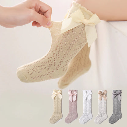 Cute Toddler Knee High Lace Bow Socks for Summer 0-3Y