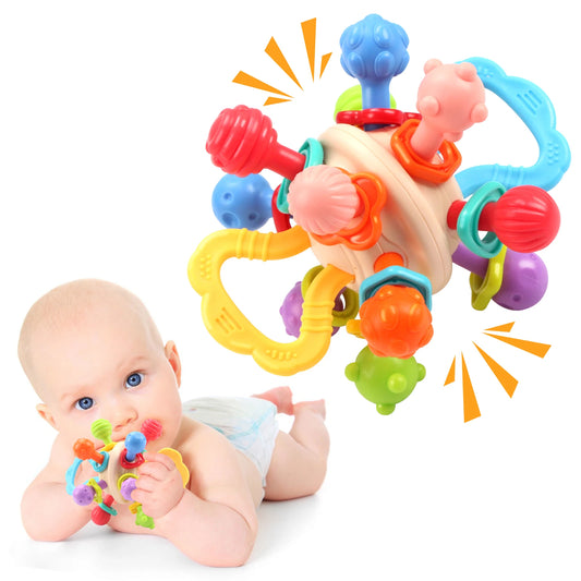 Soft Silicone Baby Rattle Ball for Infants 0-12 Months