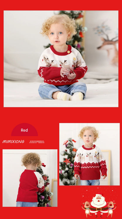 Red Christmas Knit Sweater for Newborns 0-18 Months