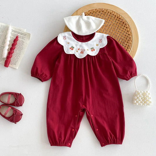 Autumn Cotton Baby Girls Christmas Romper 0-24M
