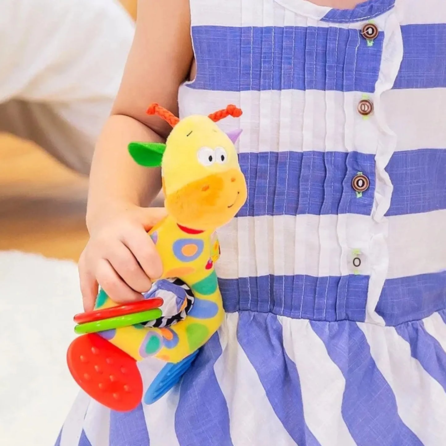 Baby Rattle Teether Toy with Music and Grip Training Giraffe